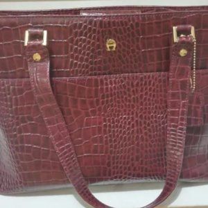 NWOT - BEAUTIFUL "ETIENNE AIGNER" CROCODILE EMBOSSED LEATHER  TOTE BAG